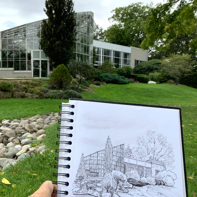 Photo of sketch and view at Civic Gardens