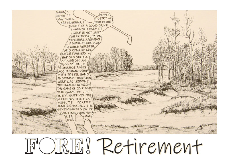 Greeting Card Featuring Golf Themed Graphic (FORE! Retirement)