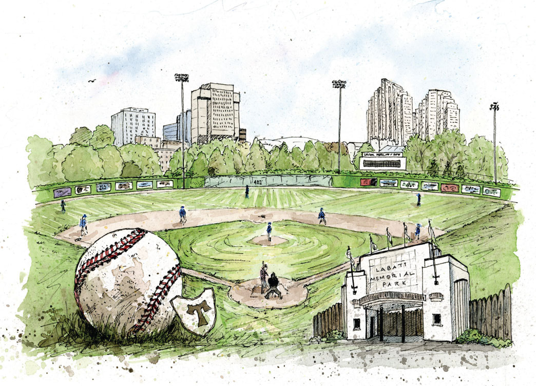 reeting Card featuring Labatt Ball Park, in downtown London, ON
