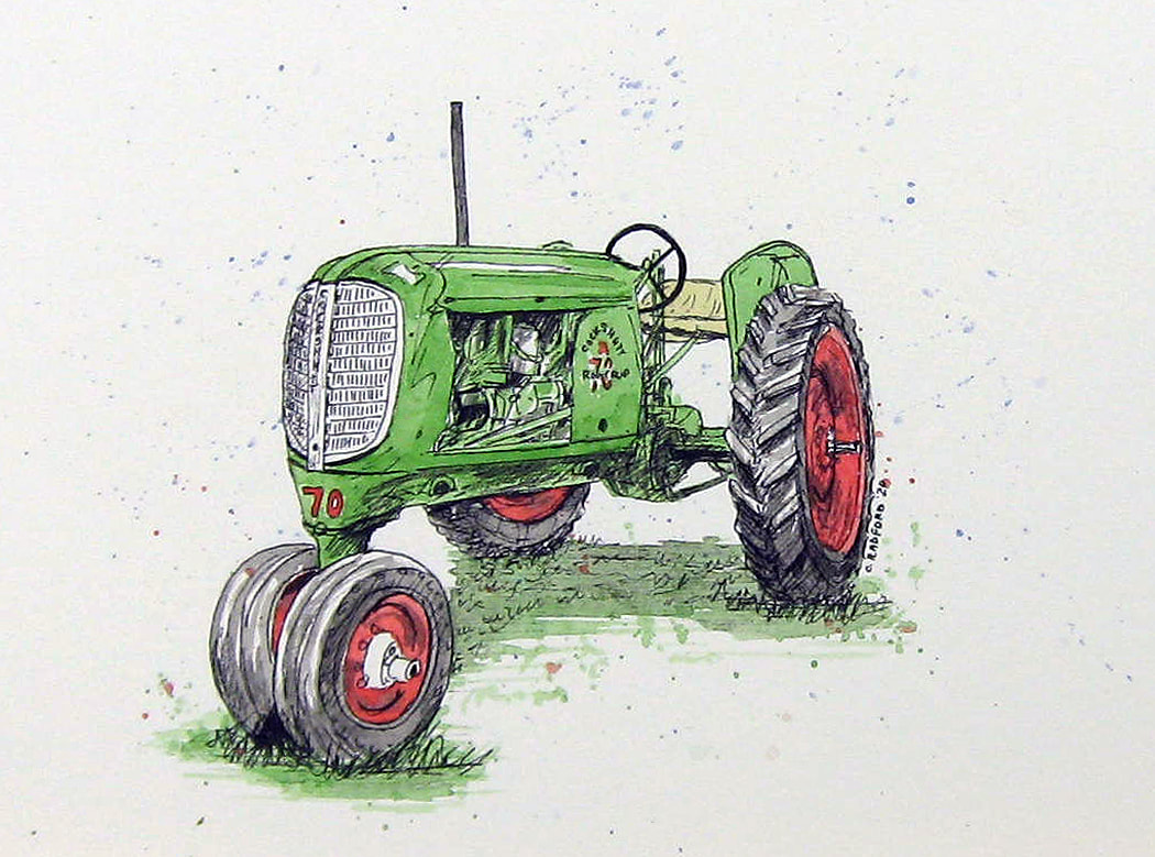 Illustration of a green 1942 Cockshutt Tractor