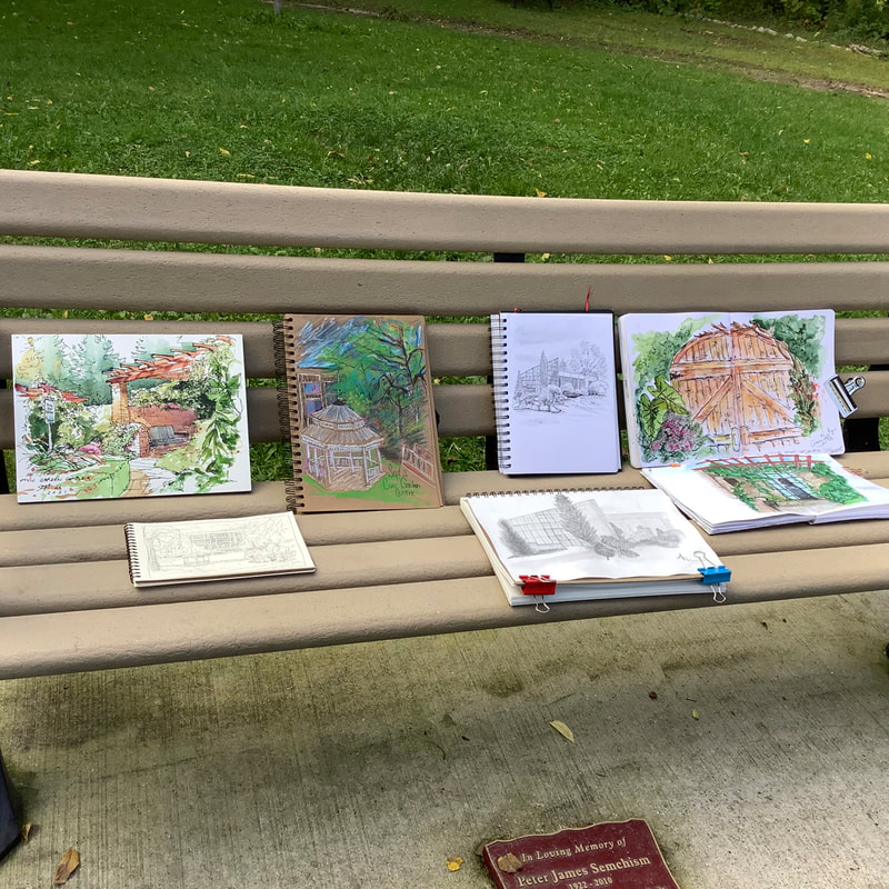 photo of sketches from todays meet up at Civic Gardens in London Ontario