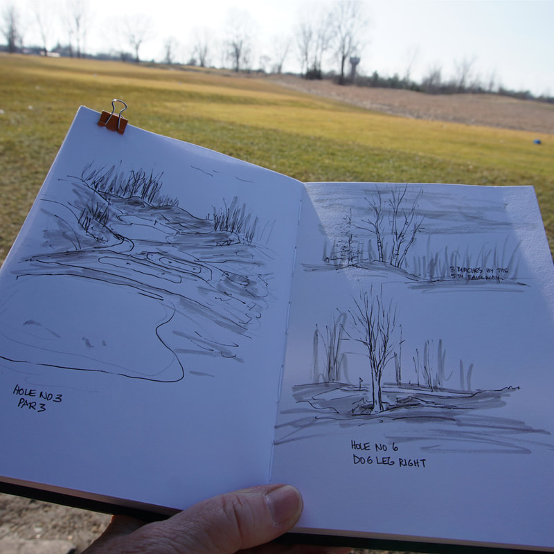 Sketching on location at Firerock Golf course London ON.
