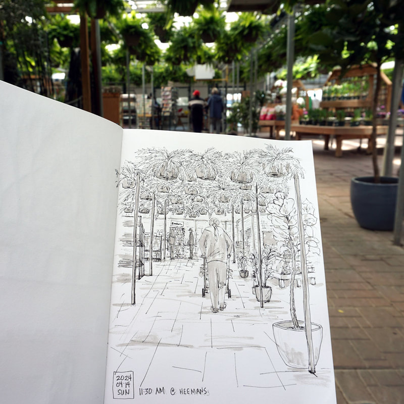 London Urban Sketchers meetup at Heemans Garden Centre