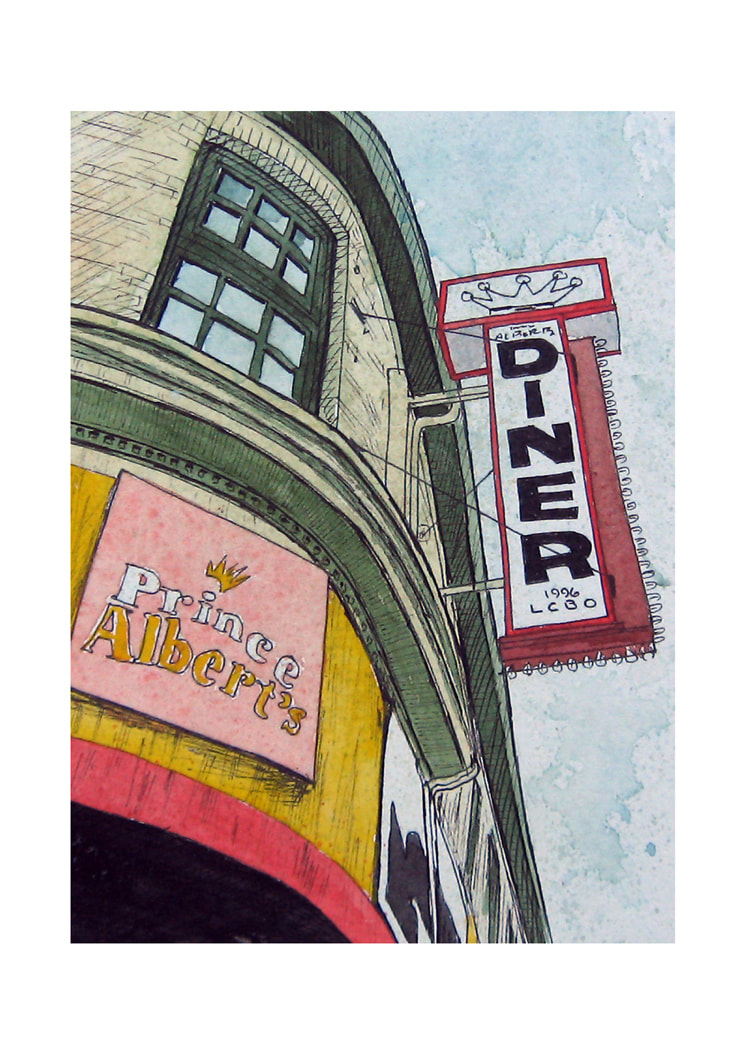 Greeting Card Featuring Prince Alberts Diner in Downtown London