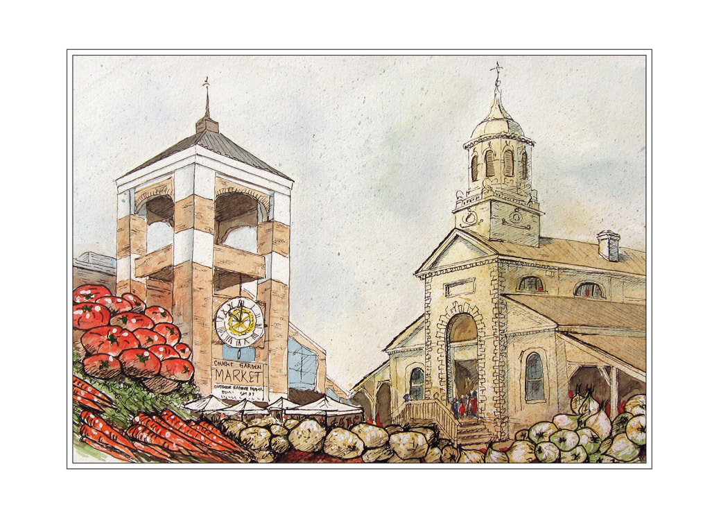Greeting Cards Featuring Covent Garden Market (Now and Then)