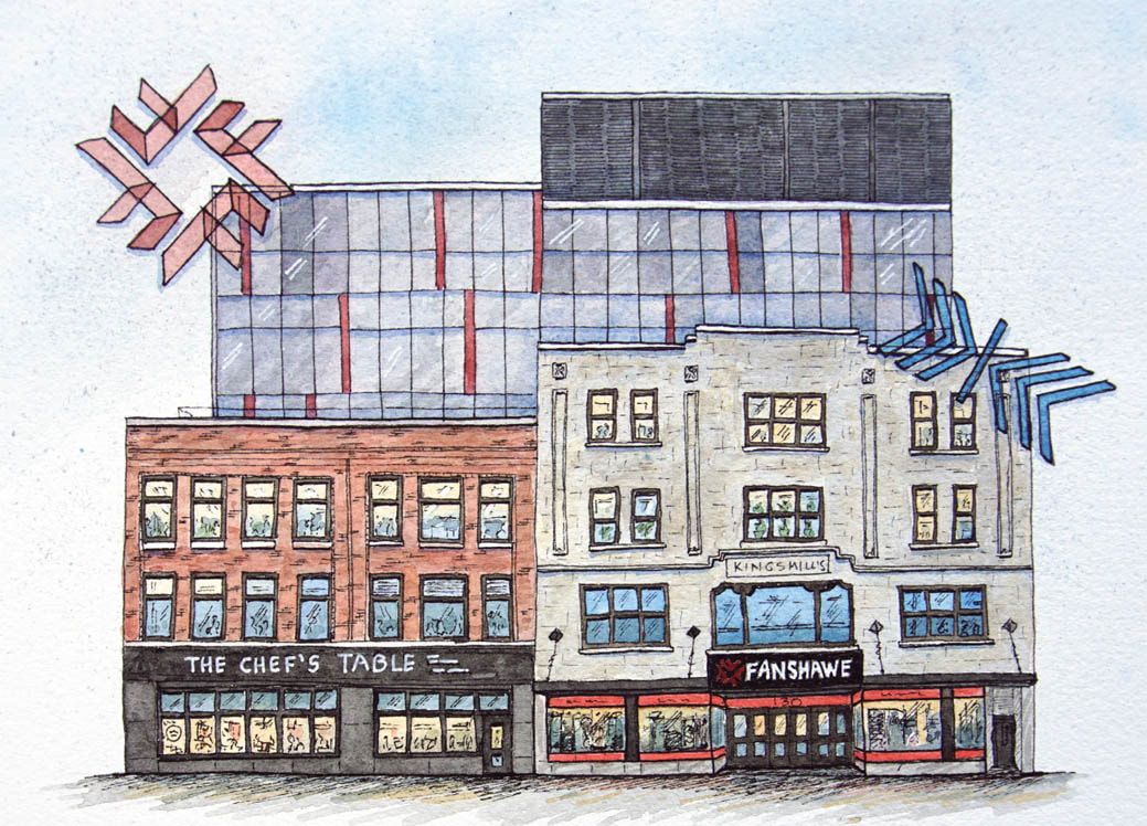 Greeting Card featuring the downtown London Ontario location of Fanshawe college.