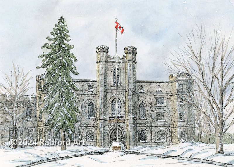 Winter illustration of the Middlesex County Building in downtown London by artist Cheryl Radford