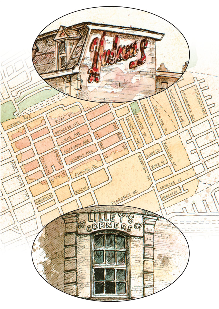 Greeting Card Featuring Hudsons, Lilleys Corners and Map of Old East Village