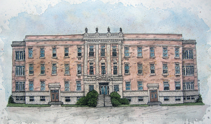 illustration of the War Memorial Children's Hospital Hospital in London Ontario