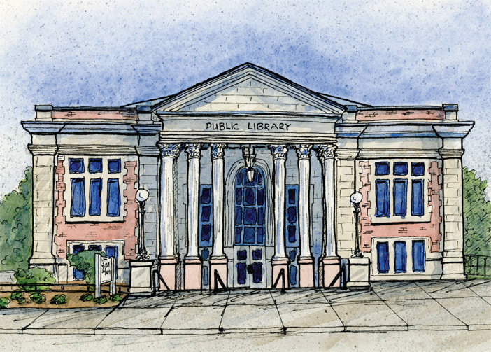 Greeting Card featuring Woodstock Public Library